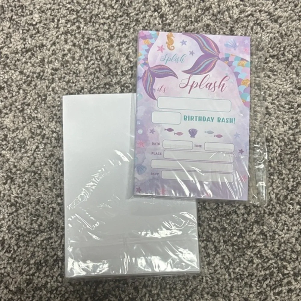 Mermaid Birthday Party Invitations - Purple and White - 20